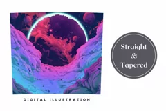 Neon Blue Space Tumbler PNG, Planets Tumbler Sublimation Product Image 3