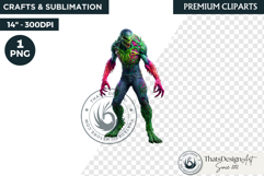 Halloween Acid Monster Clipart PNG Neon Fantasy Character Product Image 1