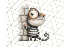 Cute Animals in Jail Clipart PNG, Funny Prisoner Critters Product Image 3