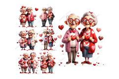 Grandparents clipart, Valentine&#039;s day old couple clipart Product Image 2