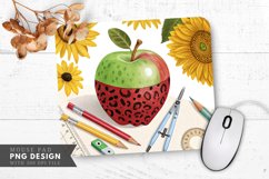 Leopard Spotted Apple with Sunflowers Mouse Pad PNG Product Image 1