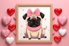 Sweet Pugs Valentine Clipart, Valentines PNG Product Image 3