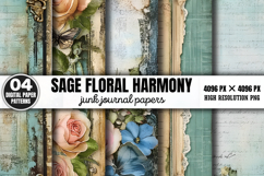 Sage Floral Harmony Junk Journal Bundle PNG Product Image 4
