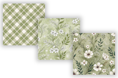 Olive Toile Digital Paper Pack, Vintage Floral Toile Product Image 3