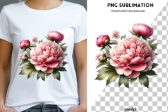 Watercolor Valentine flower png design for T-shirts Product Image 3