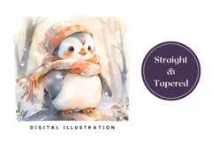 Watercolor Christmas Tumbler Template, Christmas Penguin PNG Product Image 3