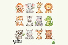 Safari Animals Clipart, Cute Watercolor Jungle Animals PNG Product Image 3