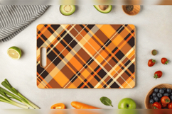 Fall Orange Plaid Cutting Boards sublimation Design Product Image 3