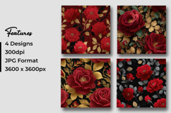 Red Flowers Pattern Digital Paper Product Image 3