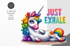 Unicorn clipart, Funny clipart, Just exhale Product Image 1