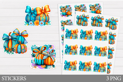 Pumpkin Sticker Printable. Floral Pumpkin Sticker Design Product Image 1