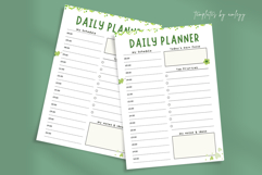 Kawaii Greenery Hourly Daily Planner Template - Editable Product Image 1