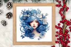 Blue Christmas Watercolor Clipart, Blue Christmas Sublimatio Product Image 3