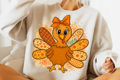 Girl Turkey Coquette Thanksgiving Png, Thanksgiving PNG Product Image 1