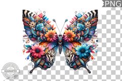 Vibrant Floral Butterfly Sublimation - Clipart PNG Design Product Image 1
