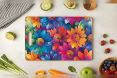 Rainbow Blooming Flowers Cutting Boards sublimation Design Product Image 3
