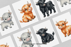 15 Bundle Watercolor Highland Buffalo Horn Farm Sticker Product Image 3