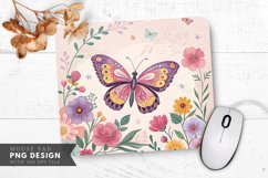 Butterfly Floral Wall Art Mouse Pad PNG Design Product Image 1