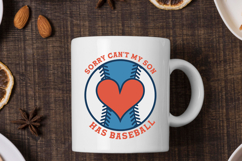 Sorry Can't My Son Has Baseball Mom Heart SVG T-Shirt Design Product Image 4