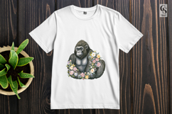 Watercolor Floral Gorilla Clipart Sublimation PNG Product Image 3