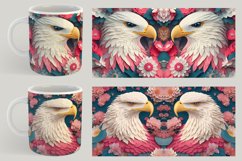 3D Patriotic Eagle Floral Mug Wrap | Sublimation Coffee Product Image 3