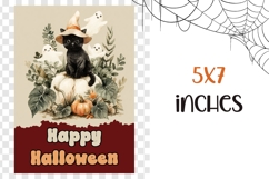 Happy Halloween Greeting Card, Vintage Halloween Cat Card Product Image 3
