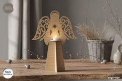 Christmas Angel Candle Stand Laser Cut | Glowforge | SVG Product Image 1