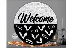 Halloween Welcome Sign SVG | Boo Welcome Door Hanger SVG Product Image 1