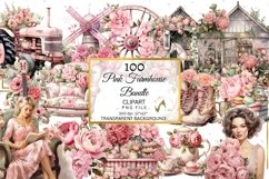 Watercolor Pink Farmhouse Clipart Bundle Floral Clipart PNG Product Image 1