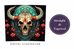 Bull Skull Tumbler Wrap Design, Cow Skull Sublimation PNG Product Image 3