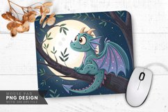Moonlit Dragon Resting on a Branch Mouse Pad PNG Design Product Image 1