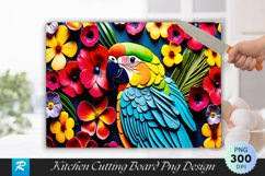 Parrots With Flowers Cutting Board sublimation Design Product Image 1