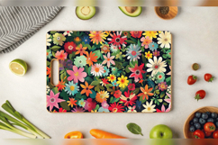 Festive Flowers Garden Cutting Boards sublimation Design Product Image 3