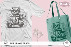 Cool Cat Rider on Classic Motorcycle Product Image 3