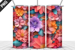 3D Flowers Tumbler Wrap | Sublimation Design | Tumble PNG Product Image 4
