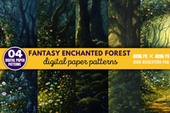 Fantasy Enchanted Forest Digital Paper Bundle PNG Product Image 4
