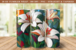 Stained Glass Lily Flower Tumbler Wrap | 20 oz tumbler Product Image 1