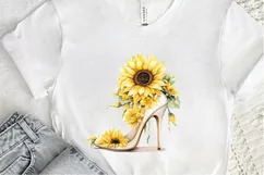 Sunflower High Heel Watercolor PNG Clipart Product Image 3