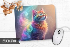 Enchanted Rainbow Cat in Misty Glow Mouse Pad PNG Design Product Image 1