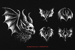 10 Bundle Dark Art Bat Horn Scary Creature Horror Animal Product Image 5