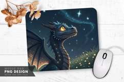 Curious Night Dragon Among Stars Mouse Pad PNG Design Product Image 1