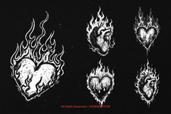 10 Bundle Dark Art Heart Burn Fire Flame Burning Skull Product Image 5