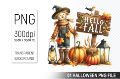 Hello Fall, Halloween Sublimation Clipart PNG Product Image 1