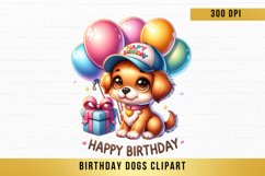 cute Birthday Dogs Clipart, Birthday Dogs sublimation Product Image 1