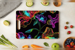 Neon Embroidery Flowers Cutting Boards sublimation Design Product Image 3