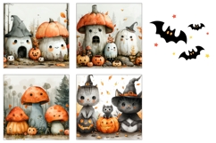 Watercolor Halloween Square Coasters, Mushrooms Coaster Product Image 3