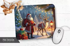 Santa and Reindeer in Christmas Wonderland Mouse Pad PNG Product Image 1