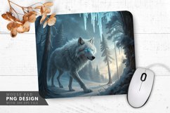 Glowing Wolf in Ice Forest Mouse Pad PNG Design Product Image 1