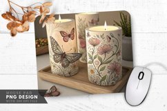 Butterfly and Floral Candle Designs Mouse Pad PNG Design Product Image 1