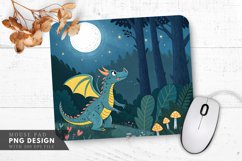 Vibrant Dragon in a Moonlit Forest Mouse Pad PNG Design Product Image 1
